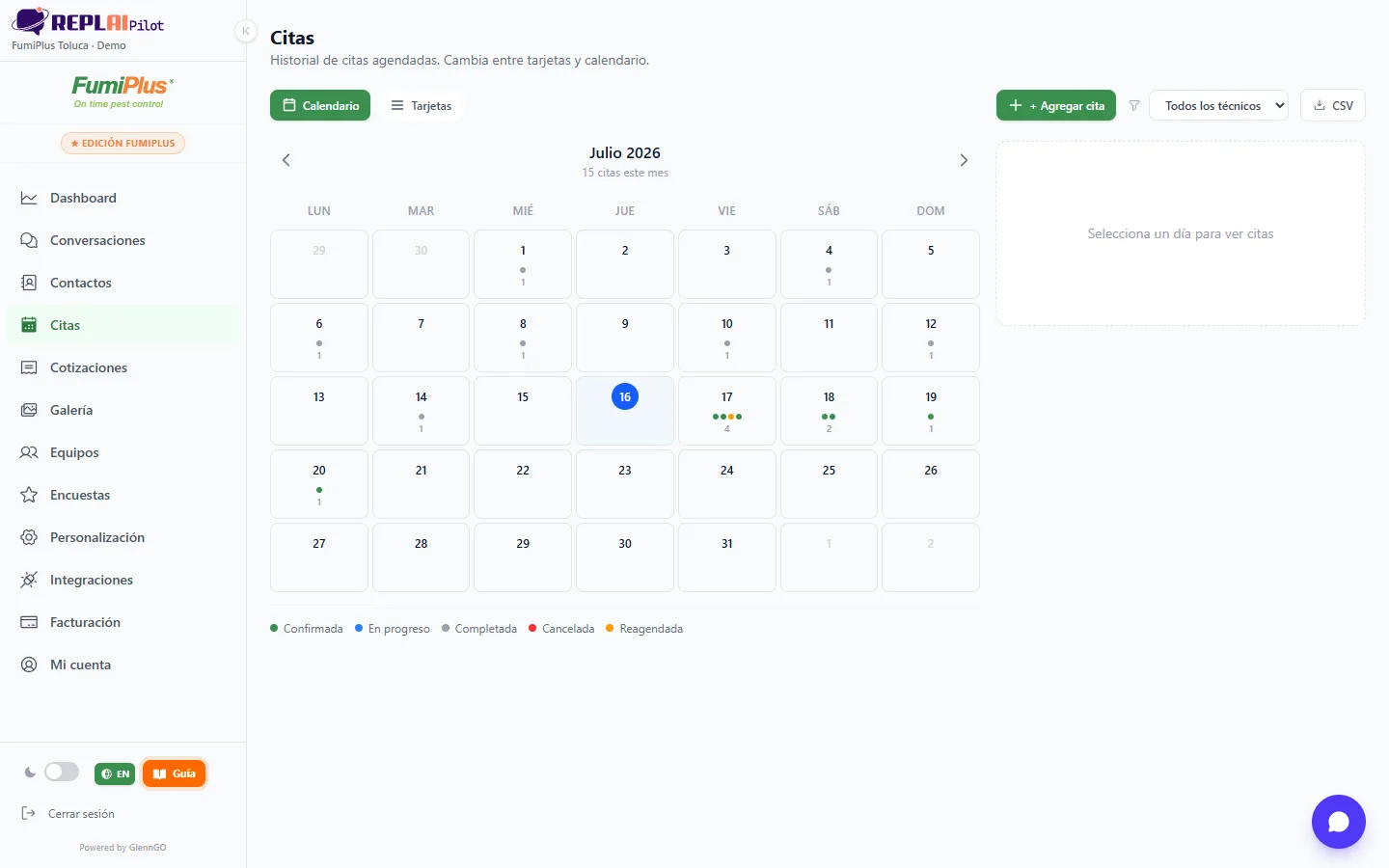 ReplaiPilot · Citas y calendario