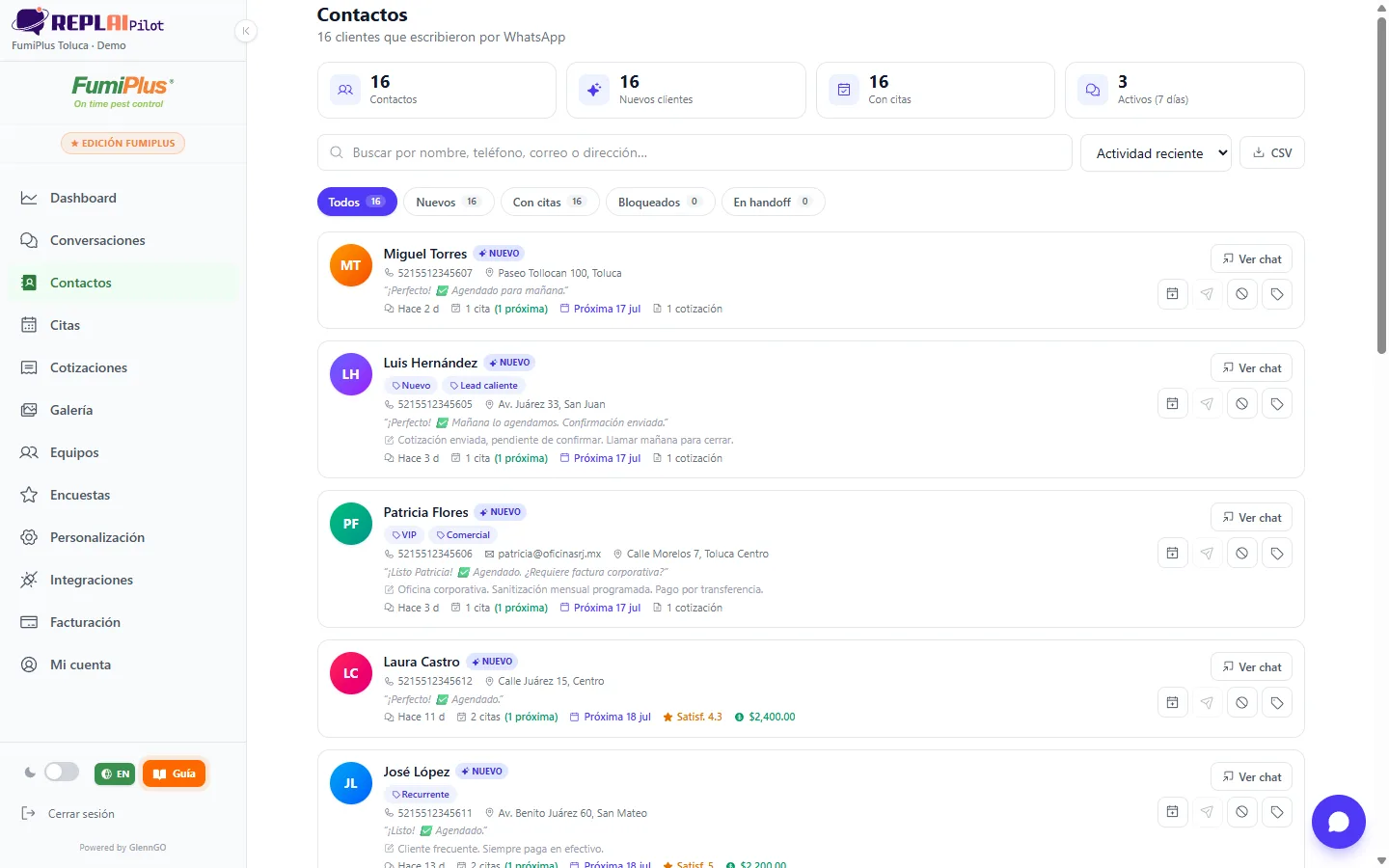 ReplaiPilot · CRM de clientes